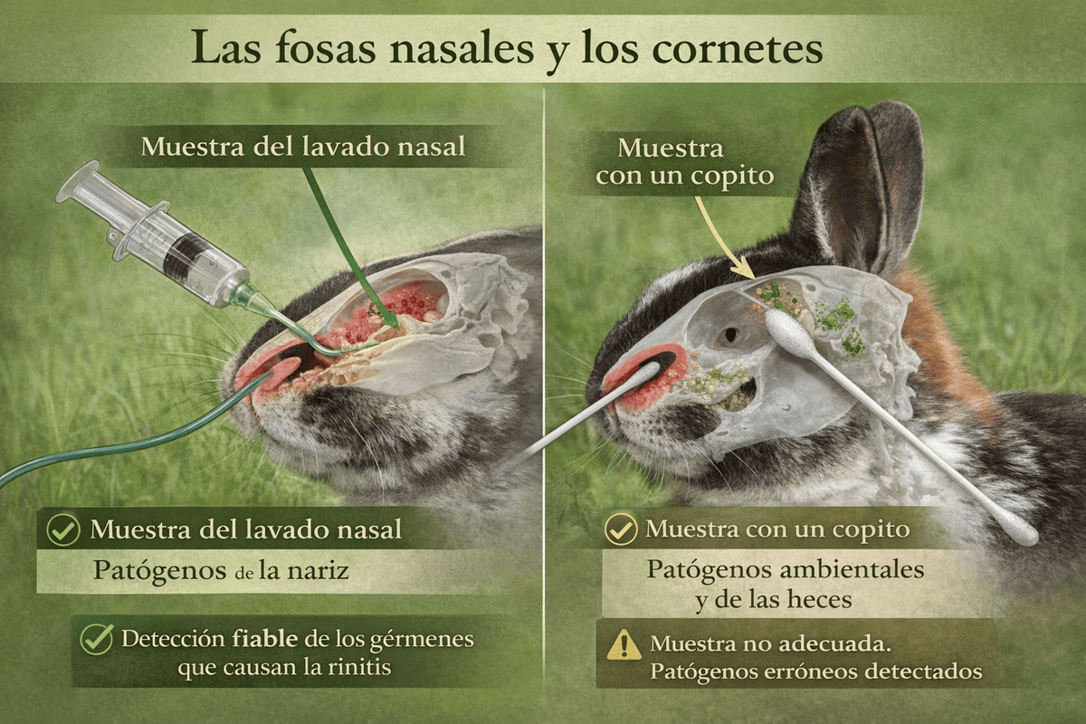 Sondaje nasal y cornetes en animales, diagnóstico y salud respiratoria.